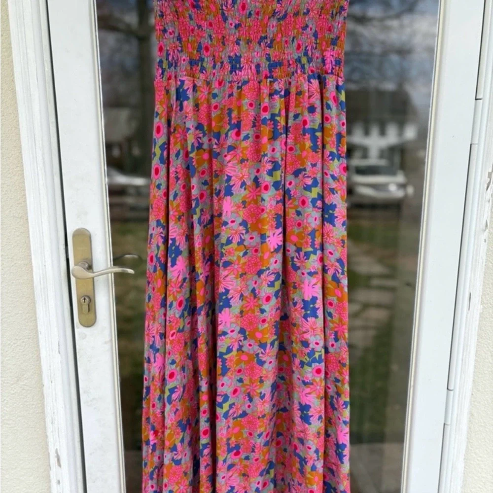 NATURAL LIFE Pink Floral Smocked Maxi Dress - Picture 1 of 4